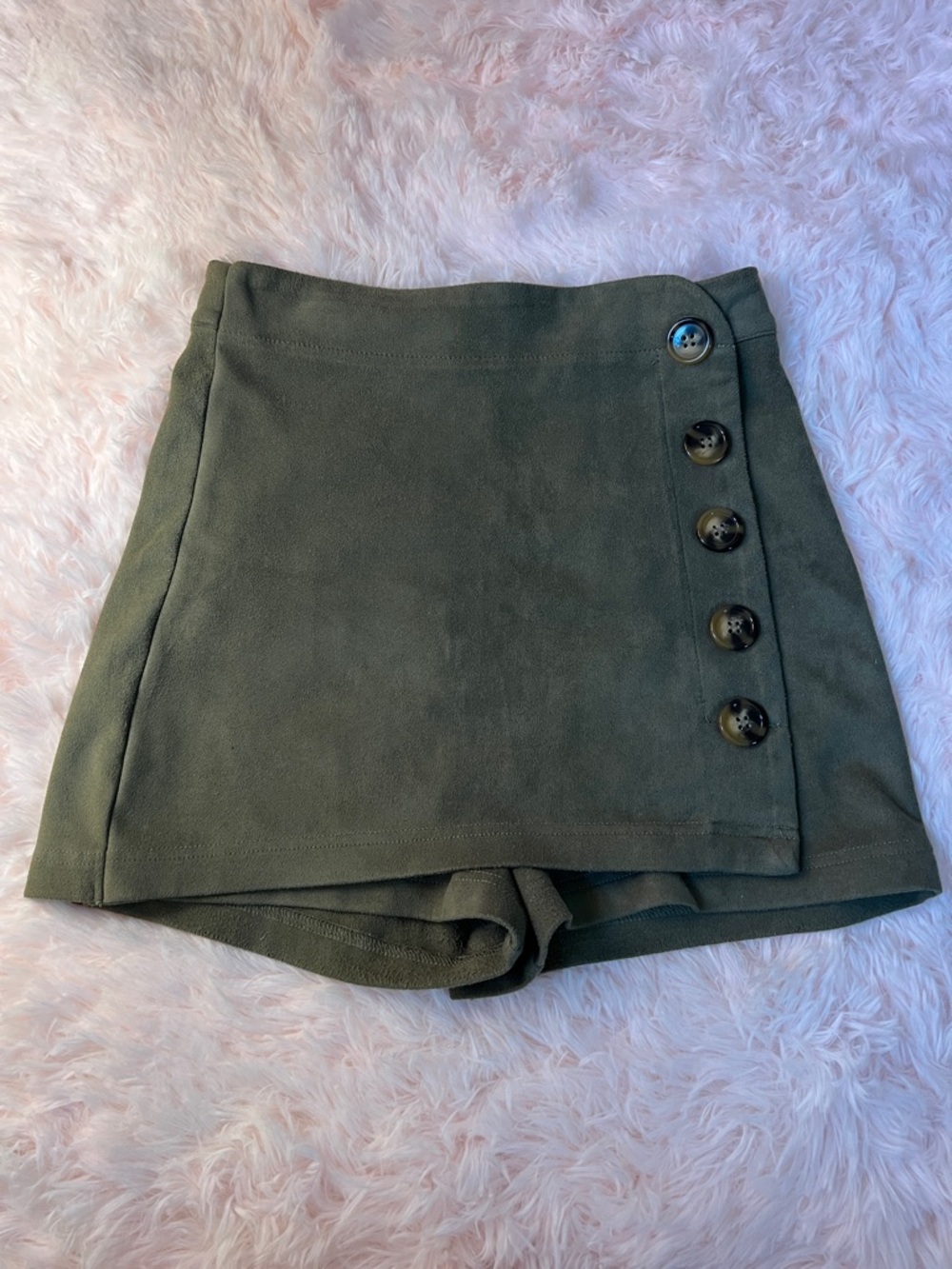 Altar’s State Olive Green Button-Accent Skort XS high waisted